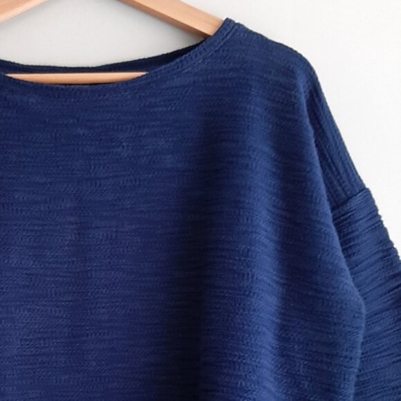 LOLE Mabley Boxy Sweatshirt Split Back Crewneck Textured Top Navy Blue Sz M - Picture 6 of 13